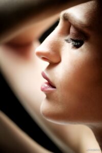 close-up make-up woman lips eyes